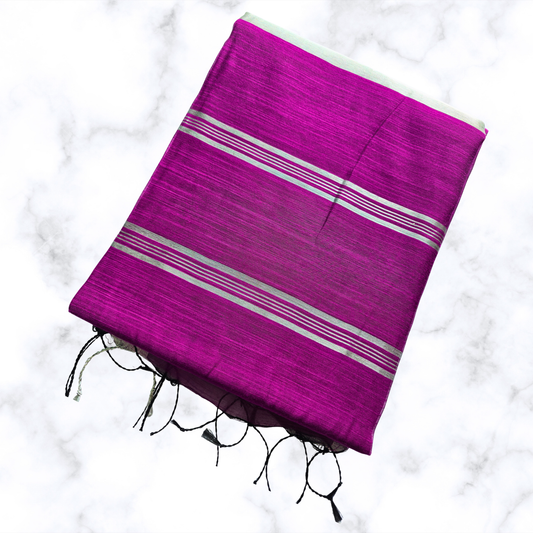 Deep Purple Slab Cotton Saree: Minimalist Charm & Artisanal Texture