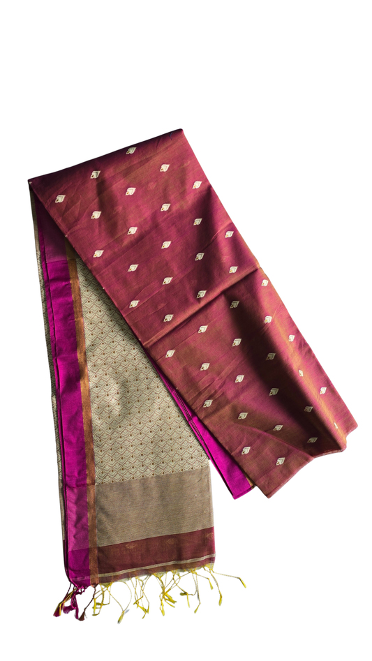 Magenta Baluchuri Handloom Saree with Intricate Pallu