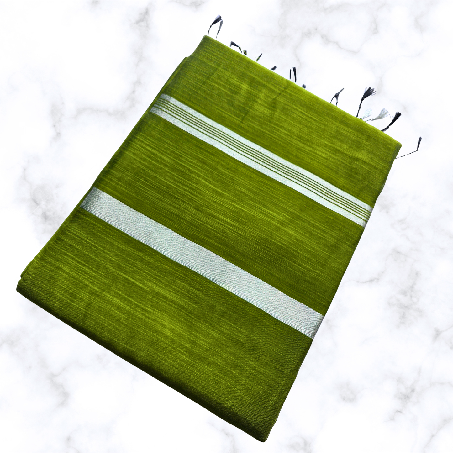 Refreshing Green Slab Cotton Saree: Minimalist Artisanal Grace