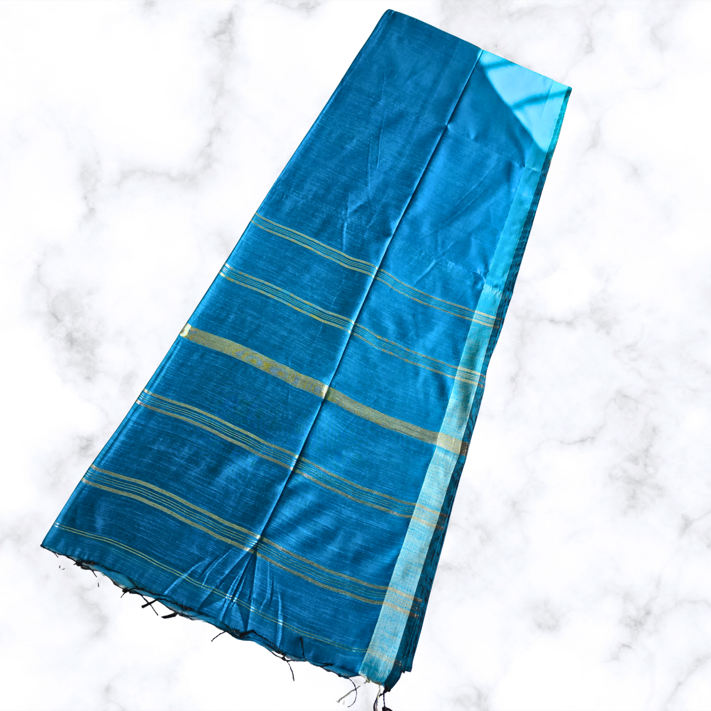 Serene Blue Slab Cotton Saree – Effortless Everyday Elegance