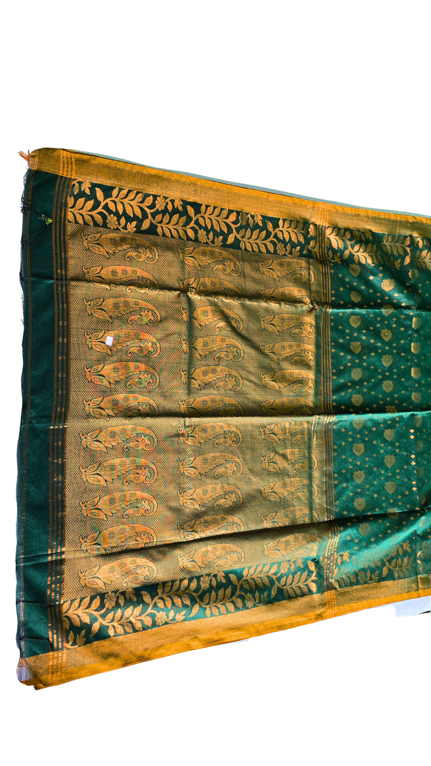 Majestic Green Handloom Banarasi Saree with Golden Floral Zari