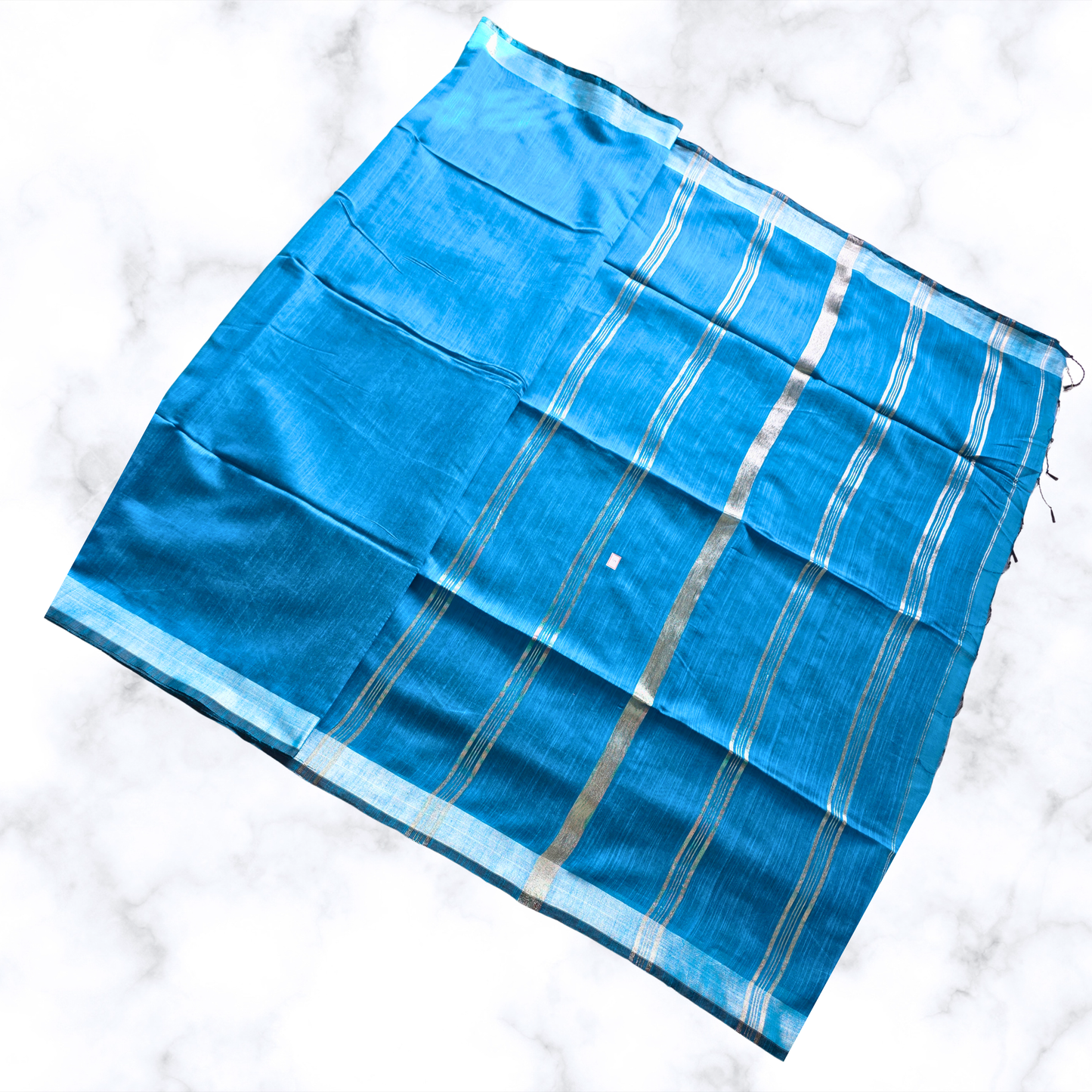 Serene Blue Slab Cotton Saree – Effortless Everyday Elegance