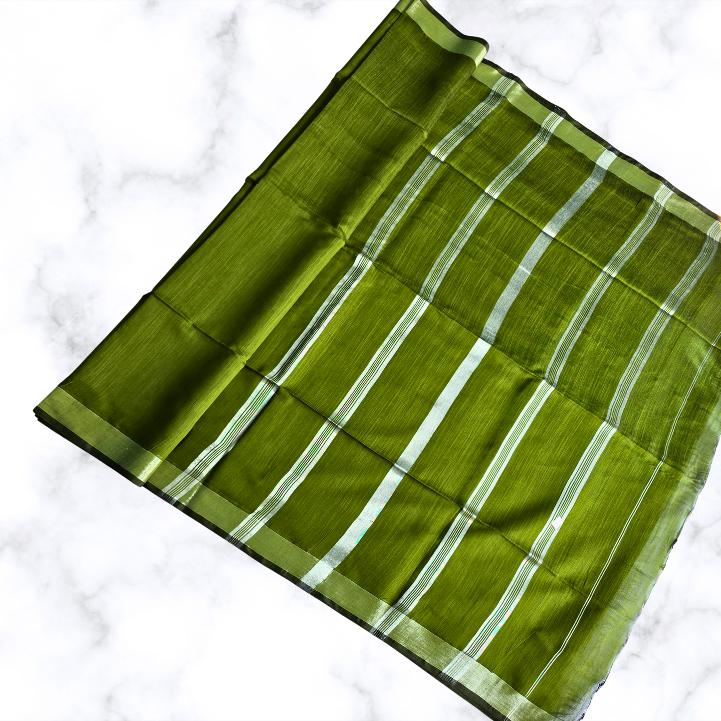 Refreshing Green Slab Cotton Saree: Minimalist Artisanal Grace